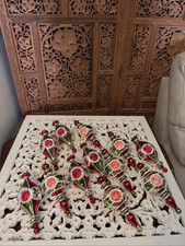 Mark Roberts Ornament Set Candied Finial 7 inch Luxury Red Green Christmas 12 Pc picture