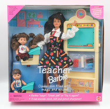 Vintage 1995 Mattel Teacher Barbie Doll Classroom Play Set w/ 2 Students picture
