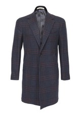 NWT EDUARDO DE SIMONE OVERCOAT blue red wool luxury handmade Italy 52 picture