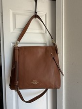 NWOT Coach Marlon Brown Pebble Leather And Bag Purse Large Crossbody Convertible picture