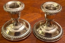 Vintage Pair Of EMPIRE Sterling Silver Weighted Candle Holders Sticks 466 Grams picture