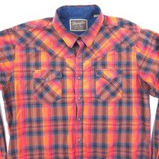 Wrangler Retro Western Shirt Mens XL Red Plaid Snap Front Long Sleeve Cowboy picture
