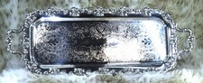 Antique Barker-Ellis Silverplate Footed Decanter Tray Lavish Ivy Berry Design picture
