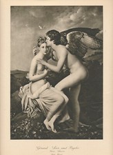 115+yr Old Original Antique Art Print LOVE AND PSYCHE By François Gérard picture