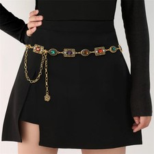 Chaîne de taille géométrique sculptée florale rétro pour femmes, tendance, métal picture