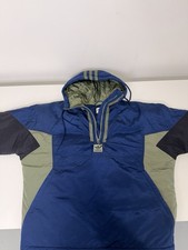 Vintage Adidas 90s Anorak Jacket Mens S Blue Green Trefoil Hooded Pullover picture