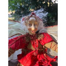 Mark Roberts Fairy Figure Poseable Ornament Autumn Red Leaf Wings 10in picture
