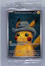 Pokemon Pikachu Card with Grey Felt Hat Van Gogh Promo, Sealed/Unopened CENTERED picture