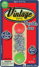Vintage Metal Jacks Game Set Classic Kids Toy 16 Jacks Two Bouncy Balls 1 Pack picture
