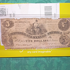 Confederate States of America $5 Note Richmond, VA Sept 2, 1861 Circulated picture