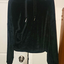 Wild Fable Black Velour Pullover Hoodie Drawstring Hooded Women's M picture