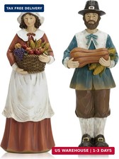 Thanksgiving Fall Harvest Pilgrim Couple Figurine Statue Table Centerpiece Decor picture