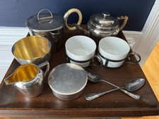 G. Keller - Paris Antique Tea/Picnic Set For Two w/ Leather & Canvas Case picture