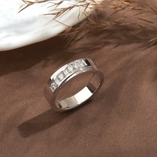 Men's Wedding Eternity Band Ring 0.65 CT Round Cut Natural Diamond Platinum 950 picture