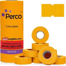 Fluorescent Orange Price & Date Labels 8 Rolls /32,000 Blank Labels (USA) picture