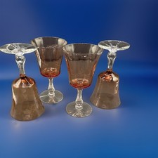 SET of 4 Fostoria Brownish Pink HARVEST RUST GOBLETS  1979, OPTIC Immaculate picture