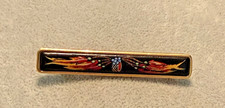 vintage Hermes enamel bar brooch featuring a vibrant red, blue, and gold JB1 picture