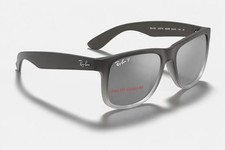 Ray-Ban Justin RB4165 Matte Grey Square Sunglasses Silver Mirror Polarized 54mm picture