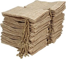 Lot of 50 3.5x5 Inch Burlap Gift Bags with Drawstring Linen Jewelry Pouches J... picture