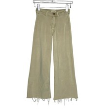 Anthropologie Maeve Ettie High Rise Crop Pants Jeans 25 Raw Hem Khaki picture