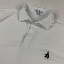 Peter Millar Summer Comfort Polo Shirt Mens M White Golf 1921 Logo Short Sleeve picture