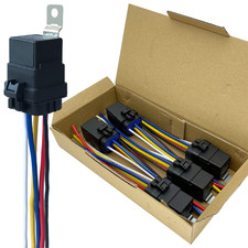 Irhapsody 5 Pack 40/30 Amp 12V Dc Waterproof Relay Kit Heavy-Duty Pigtail 5-Pin picture