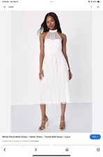 Lulu's Women’s Small Positively Precious White Mesh Tiered Halter Midi Dress picture