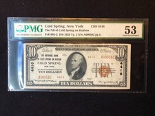 Cold Spring, New York, Series 1929 $10.00 National Currency Bank Note, PMG 53 picture