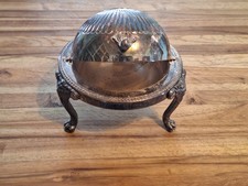 VTG 1883 FB Rogers Silver Co 273 Roll Top Caviar/Butter Dish Server Lion Head picture
