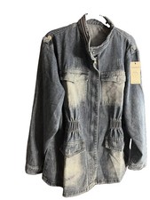 Wonderly Women's Denim Medium Wash Utility Jacket Plus Size 4X Pockets Button Up picture