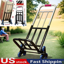 330 lbs Stair Climbing Cart Heavy Duty Folding Hand Truck Dolly 6 Wheels + Rope picture