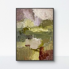Terrain 5x7 Green Abstract Original Oil Painting Home Decor picture