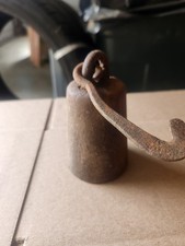 Vintage 4 LB. Cast Iron Hanging Scale Pea Weight Primitive Farm Tobacco/Cotton picture