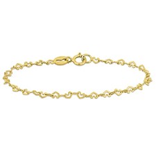 Amour 14K Yellow Gold 2mm Heart Link Baby Beautiful Elegant Chic  Bracelet - 5
