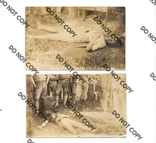 LOT OF (2) c1906 DEAD MAN MORO REBEL? IN JOLO PHILIPPINES PI AERONAUT GIBBS RPPC picture