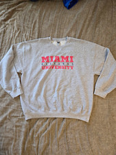 Gray Gildan Heavy Blend Miami University RedHawks Sweatshirt Men's Size XL picture