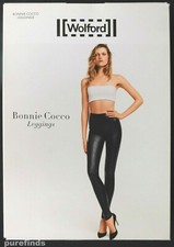 WOLFORD FAUX LEATHER BONNIE COCCO BLACK LEGGINGS SIZE 36 UK 8 NWT picture