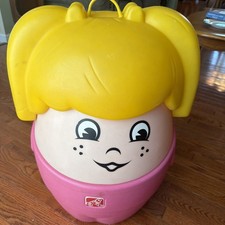 Little People Step 2 Vintage Girl Toy Box Storage Pink and Yellow picture