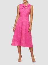 Kay Unger Pink Zimma Valencia Jacquard Sleeveless Midi-Dress Size 18 $298 picture