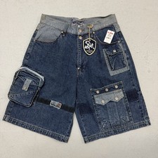Vintage Mecca Baggy Denim Tactical Jean Shorts 32 Deadstock 90s Y2K Hip Hop Rap picture