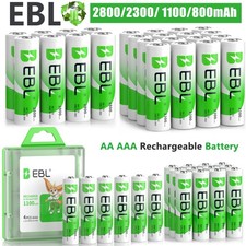 EBL Lot AA AAA Rechargeable Batteries 2800mAh 2300mAh 1100mAh 800mAh NI-MH + Box picture