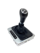 ✅ 2014 MERCEDES C300 SILVER BLACK LOGO SHIFTER KNOB BOOT W/SHIFT INDICATOR BEZEL picture