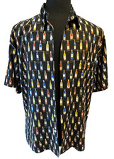 Vintage Tori Richard Honolulu Shirt L Black Wine Varietal Print Ahoha SS Viscose picture