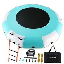 Inflatable Water Trampoline, 10FT Portable Floating Trampoline White + Green picture