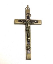 Vtg German Pectoral Crucifix Skull Crossbones Cross Silver Ebony Antique 3