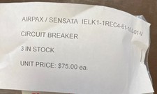 Airpax/Sensata Circuit Breaker           P/N IELK1-1REC4-61-10.0-01-V picture