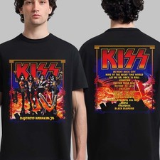 Kiss Destroys Anaheim 76 Vintage Concert Band Album Graphic T-Shirt picture