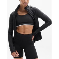 Athleta Interval Jacket Black Hooded Utility Full Zip PowerMove Recycled Small picture