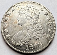 1832 Capped Bust Half Dollar 50C Small Letters AU Details Cleaned picture