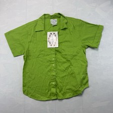 NWT Vintage Frap A Chino Linen Blend Shirt Women L Green Button Up picture